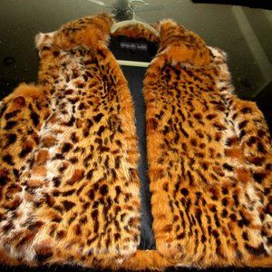 RABBIT FUR LEOPARD PRINT VEST SIZE L